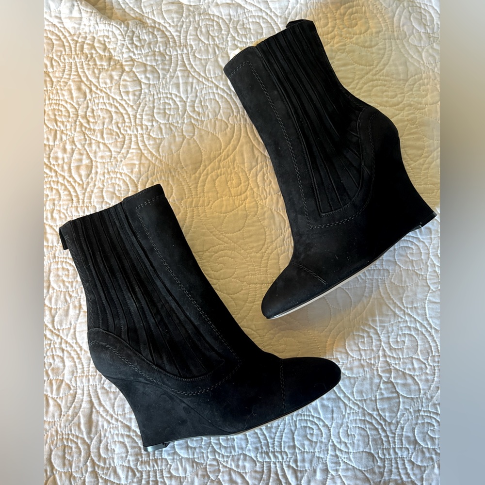Alchimia Di Ballin Suede Wedge Booties - Picture 3 of 7